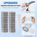 40 Pieces Lint Traps Stainless Steel Washing Machine Lint Snare Traps Laundry Mesh Washer Hose Filter with 40 Pcs Cable Ties