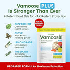BugMD Vamoose Plus Peppermint Oil Mouse Repellent Pouches | Natural Mice Repellent Indoor & Rat Deterrent for House, Garage, RV, Car & Storage | Plant-Powered Rodent Control - 4 Pack - 16 Pouches