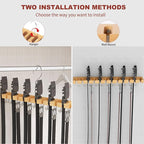 Belt Hanger for Closet Max 42 Belts, 2-in-1 Wall Mount Belt Organizer with 360° Rotating Hooks, Wooden Tie and Belt Rack for Closet Accessories Organizers and Storage, 12+11 Storage