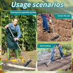 Stainless Steel Weeding Tool - 8 Tine Garden Rake with Adjustable Handle (31"-63"), Heavy Duty Weed Puller for Soil Cultivation, Rust-Resistant Garden Hand Tool