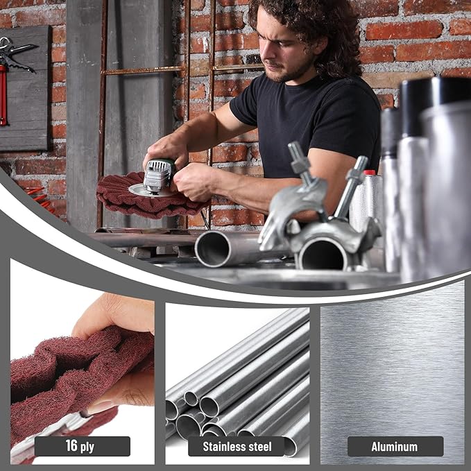 Tallew 7 Pcs 8" Airway Buffing Wheel Kit in Diameter 5/8" in Arbor Hole, Aluminum Metal Polishing Wheel and Polishing Compound for Angle Grinder Mirror Finish (Brown)