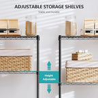 IZEUK 4-Tier Heavy Duty Steel Storage Shelves, Metal Shelf Wire Shelving Rack for Pantry, Kitchen, Garage, or Office Organization (29.5" W x 13.7" D x 47.2" H, 1000LBS, Black)