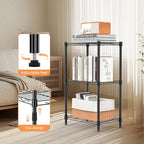 M MZG 3 Tiers Shelf Metal Storage Shelves Wire Rack Closet Organizers with Wheel for Garage Kitchen Bathroom Laundry Black 11.8" D x 17.7" W x 28.8" H