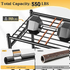 DurayLoly 5-Tier Storage Shelves,Sturdy Metal Shelving Unit with Hooks,Wobble-Free Storage Rack with Leveling Feet,Slim Standing Shelf Organizer for Garage Kitchen Pantry,17.7”W×11.8”D ×58.3”H,Black