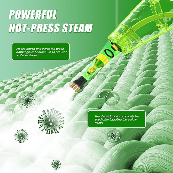 3BAR Steam Cleaner, 2200W Handheld Steam Cleaner whit 8 Accessories for Home Use, Fast Heat-Up in 12s, 1.2L Water Tank, Car-Portable Handheld Steamer for Cleaning Kitchen, Bathroom, Grout, Car