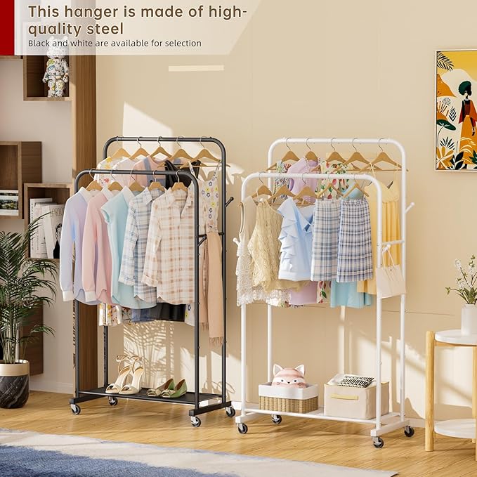 Golpart Clothes Garment Coat Rack Drying Clothing Racks Metal Freestanding for Hanging Clothes Portable Closet for Laundry Bedroom White