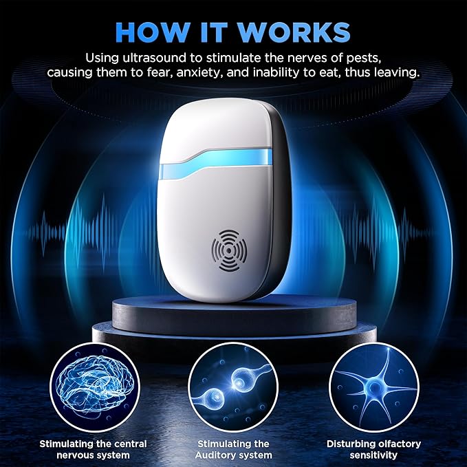 (2025 Upgraded) Ultrasonic Insect & Pest Indoor Repeller, Plug-in Control Device Electronic Repellent for Rodent, Mice, Rats, Roaches, Bugs, Ants, Spiders, Mosquitoes, Silent for Home Use (6 Pack)