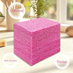 Cellulose Sponges, Large Size 4" x 6" x 1" - Heavy Duty Scrub Kitchen Sponge, Clean Tough Messes Without Scratching Kitchen Cleaning Pads, Pop Up Eco DIY (6 Pack), Pink