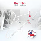 Neaties Heavy Duty Clothes Hangers 50+ Pack (72 Count) – Made in the USA – 8lb Capacity Plastic Hangers for Adult Clothing – Durable for Pants, Coats, Jackets, or Jeans – White & Mint