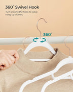 SONGMICS Velvet Hangers, Set of 30 Clothes Hanger with Rose Gold Swivel Hook, Non-Slip, and Space-Saving, 0.2-Inch Thick, 17.1-Inch Long for Coat, Shirt, Dress, Pants, Tie, Cloud White UCRF021W01