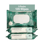 The Honest Company Flushable Wipes for Sensitive Skin Fragrance-Free Hypoallergenic pH-Balanced Feminine 99% Water Safe-to-Flush Tropical Leaves 126 Count