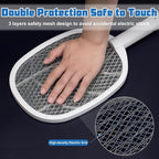 3 Packs Electric Fly Swatter Rackets, 2-in-1 Handhold Bug Zapper with 3000V High Voltage, Plug-in Mosquito Killer Insect Light Trap with 3 Layer Safety Mesh Portable for Indoor Outdoor Use