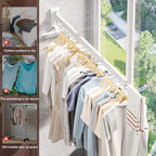 ZdwCyl Clothes Drying Rack,Laundry Drying Rack Wall Mount, Wall Mounted Clothes Rack,Retractable,Collapsible(Tri-Fold),Drying Rack Clothing,can Fold Upward & Left & Right,Space Saver, White Color