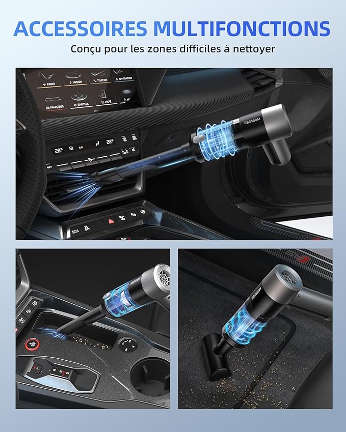 Mini Car Vacuum with 17000Pa High Power Suction,Portable Handheld Vacuum Blow & Suction,4 in 1 Cordless Small Vacuum Cleaner for Car,Home,Office,PC.Air Duster for Quick Cleaning of Small Areas
