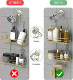 DAOYA Over the Shower Head Caddy - 3 Tier Shower Caddy Hanging, Gold Bathroom Organizer with Soap Holder & Hooks