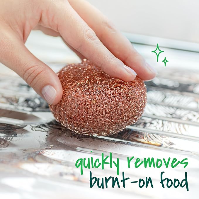 Scotch-Brite Copper Coated Scrubbers, Scouring Pads for Cleaning Tough Baked-On Messes, Metal Scrubbers for Cleaning Dishes, 3 Scrub Pads