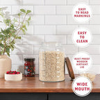 1 Gallon Glass Mason Jar with Airtight Wooden Lid, Wide Mouth Large Food Storage Container with Measurement Markings For Kitchen Pantry, Pickling, Cookies, Flour & Sugar - 2 Pack