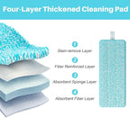 JOYMOOP Microfiber Mop Pads Replacement for JOYMOOP Flat Mop Bucket Set, Pack of 4 Refills 13-inch - Grey & Cyan Blue