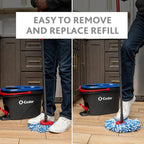 O-Cedar RinseClean Spin Mop & Bucket System + 2 Extra Mop Heads| Clean with Water | Removes 99% of Bacteria