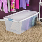 Sterilite 16-Pack Latching Box, Under Bed Storage Bins with Lids, Clear Plastic, 106 Quart - Heavy-Duty Organizing Containers for Closet, Bathroom, and Office