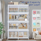 200GAL Extra Large Storage Bins with Lid, 800Qt Stackable Closet Organizers and Drawers, Collapsible Storage Bins with Wheels, Folding Containers for Home, Kitchen Office, 5Pack White