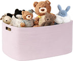 72L Large Baby Girls Laundry Basket for Nursery Storage,Cute Woven cotton Rope Baskets for Kids Toy，Gifts, Boho Square Wicker Blanket hamper for Living Room,Bedroom Dirty Clothes,Pink
