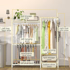 GAIOUS White Portable Closet Rack Wardrobe Clothes, Metal Garment Rack with Shelves for Hanging Clothes Rods，Freestanding Closet Wardrobe Organizer for Cloakroom, Bedroom