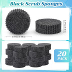 20 Pack Black Scrub Sponges Multi Functional Temperature Sensitive Non Scratch Dish Sponge for Washing Dishes Kitchen Bathroom