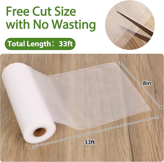 Moretoes Vacuum Sealer Bags, 3 Rolls 8" x 33' Food Vac Bags for Food Storage Saver, Commercial Grade Bag Rolls, BPA Free, Customized Size Bag for Sous Vide Cooking or Meal Prep