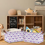 Lavender Storage Baskets,Purple Butterfly Foldable Organizer Bin with Handles for Home Living Room Bedroom Closet Box 17x11.5x10Inch