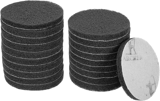 HARFINGTON 20pcs Scrubber Scouring Pads 800 Grits 4 Inch Drill Power Brush Hoop and Loop Surface Conditioning Disc Drill Scuffing Disc Scrub Pads for Home Kitchen Cleaning, Grey