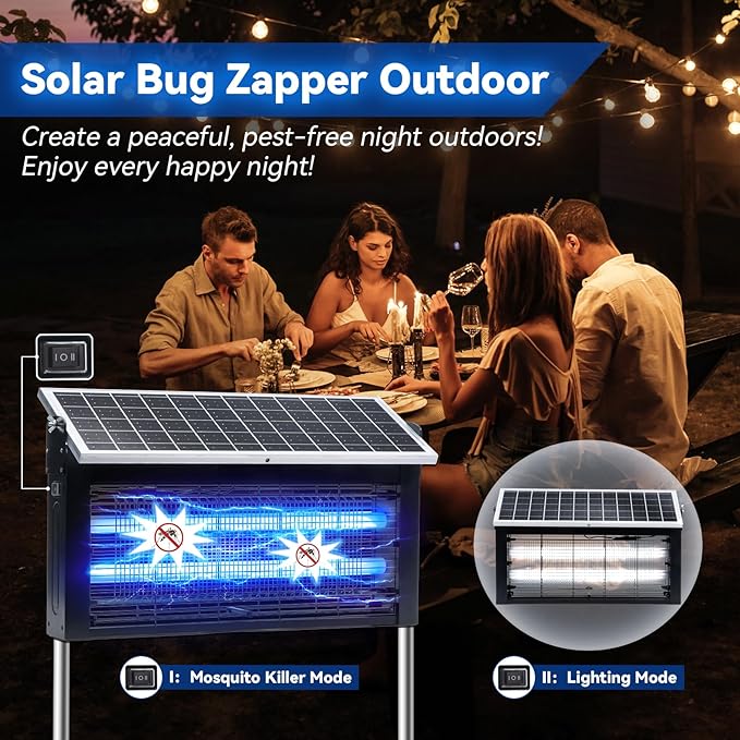 Solar Bug Zapper Outdoor, LANGY Mosquito Zapper 6000mAh, Portable Solar Fly Zapper Waterproof 4500V, Rechargeable Mosquito Killer, Cordless Fly Insect Mosquitos Trap for Patio Yard Home Garden Camping