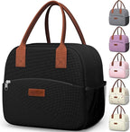 HOTOR Lunch Bag for Women & Men - Wear-Resistant Insulated Lunch Box with Large Capacity, Multi-Functional Cooler Bag for Office, Picnic, Black, 10L,10.60" x 5.90" x 9.50"
