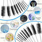 Cleaning Brushes Set, 10 Pieces 8 Inch Nylon Tube Brush + 60 Inch Flexible Long Drain Brush, Hose Pipe Brush, Suitable for Home Kitchen, Bathroom, Fish Tank, Water Pump Accessories (Black)