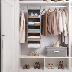 StorageWorks 5-Shelf Hanging Shelves for Closet, Foldable Hanging Closet Organizers with 2 Side Pockets, Portable Clothes Organizers for Bedroom, Wardrobe, 12 1⁄2" D x 15" W x 48" H, Gray