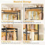 ULIFHOME P4 Plus Rolling Clothes Rack Heavy Duty, Clothing Racks for Hanging Clothes, Free Standing Garment Racks with Wheels, Portable Closet Rack 45''W × 20.5''D × 80.5''H, Max Load 570 Lbs, Black
