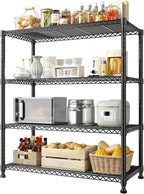 REIBII 35.5" W Wire Shelving Storage Shelves Metal Shelves Heavy Duty Shelving, Adjustable Garage Storage Wire Shelf Pantry Shelves for Kitchen Rack, Bedroom, 35.5''W x 14''D x 59''H