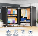 ULIFHOME P8C Max Heavy Duty Clothes Rack（With Extended Width Design） Rolling Clothing Racks for Hanging Clothes with Lockable Wheels，51.2"W x 15.8"D x 80.5"H，Load 700LBS，White Rack with Black Cover