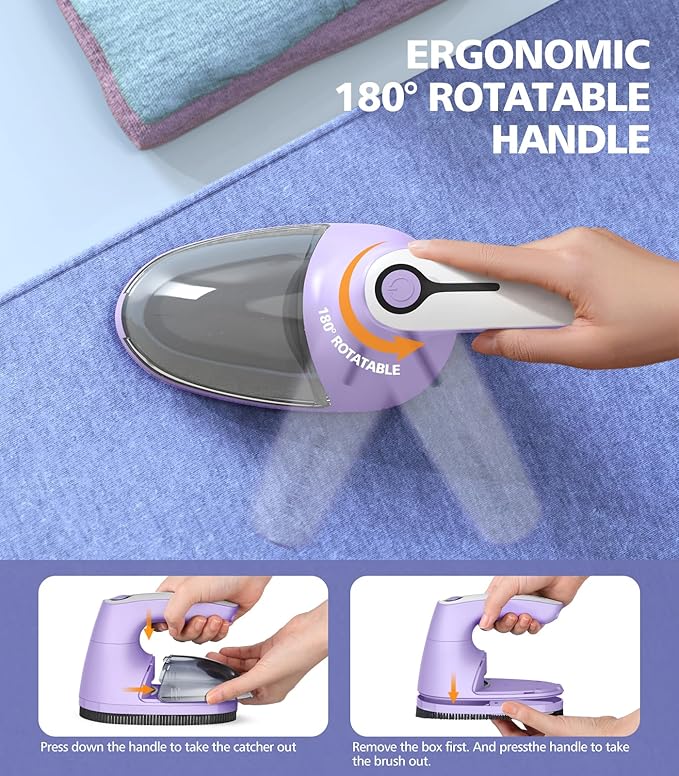 POPCHOSE Fabric Shaver, Rechargeable Lint Remover Defuzzer Sweater Shaver, Fuzz Remover for Clothes, Sweater, Furniture, Couch, Cashmere(Two 6-Leaf Blades Extra, Electrostatic Brush)…