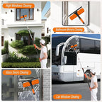 26FT High Window Cleaning Kit with Pole,2 in 1 Window Squeegee,5-20FT Professional Window Clean Pole Kit(2 Squeegee & 2 Microfibre Cloths),180°Rotatable Squeegee for Indoor/Outdoor High Windows