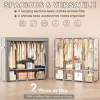 Neatrays Portable Closet, 66 Inch Large Capacity Wardrobe for Closet Organizers and Storage with Non-Woven Fabric Cover, 4 Hanging Rods, 8 Shelves(Grey)