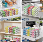 Dayacoco Can Organizer For Pantry,3 Sets 4 Tiers Pantry Organizers And Storage, Pantry Organizer for Fridge 36 Standard and Tall Cans Rack Automatic Rolling Stackable Canned Food Organizer, Clear