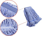 String Mop Heads Replacement Heavy Duty Commercial Grade Blue Cotton Looped End Wet Industrial Cleaning Mop Head Refills (4, Large)