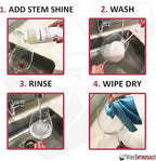 Wine Enthusiast Stem Shine - Wine Glass Liquid Cleaner to Eliminate Streaks, Remove Odor, Clean Contaminants & Grim – Hand Wash Delicate Glassware & Crystal (16 oz)