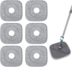 Square Microfiber Mop Pads Compatible with True & Tidy True Spin Mop - Mop Replacement Pads for Square Spin Mop and Bucket - Washable Pads fit for All 9 Inch Square Spin Mop (6 Pack)