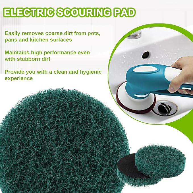 16pcs Kitchen Pads Power Scrubber Pads Set Electric Scrubber Replacement Scouring Pads fit for Dremel Versa Scouring Pads,Green