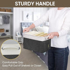 BALEINE 1 Pack Fabric Storage Bins for Shelves, Linen Storage Baskets for Organizing, Decorative Closet Bins for Clothes, Home (Black, 12"x8"x8")