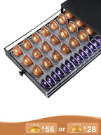 Sedegn Coffee Pod Holder Drawer Organizer Capsules Storage Organizer with Sliding Drawer Compatible For Pods, Holds up to 56 Small or 28 Big Pods Black