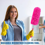 Tanlade 8 Pcs Microfiber Feather Duster for Cleaning 13-31 Inch Extendable Cobweb Dusters Ceiling Fan Duster Washable Bendable Tool for Office Car Window Furniture (Stylish Color)