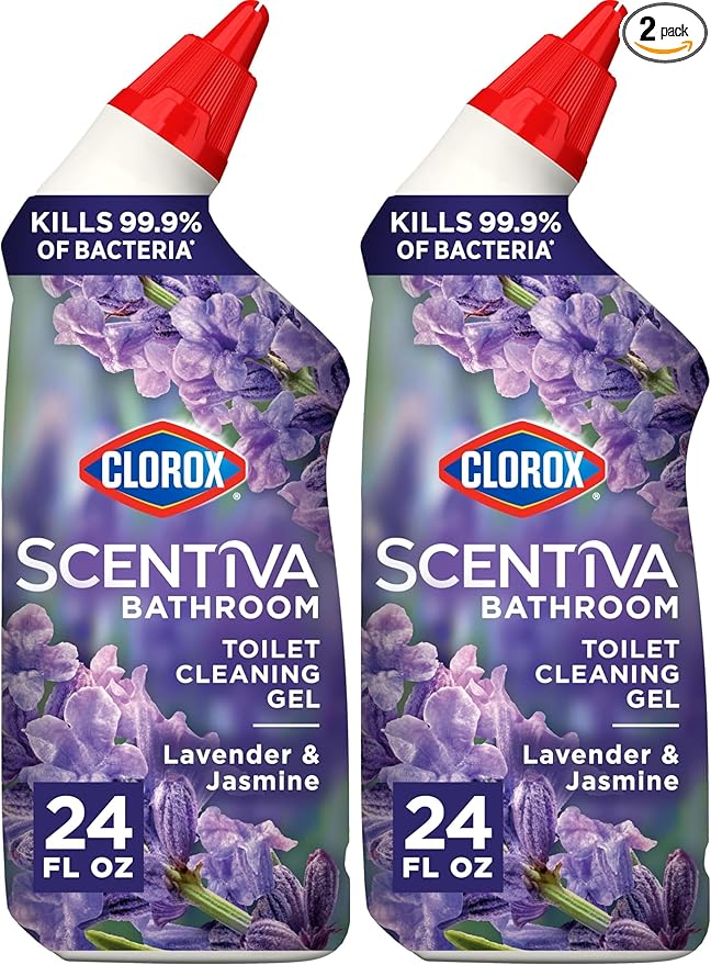 Clorox Scentiva Bathroom Toilet Cleaning Gel, Lavender and Jasmine, 24 Fluid Ounces (Pack of 2)